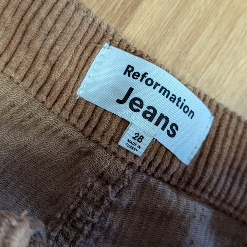 Reformation Cynthia Corduroy High-rise Straight Long Pants Mud Size 28 - Picture 4 of 11